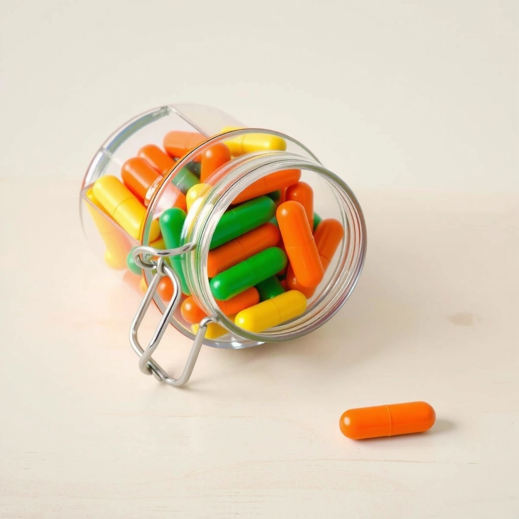 Immune support capsules in a clear jar