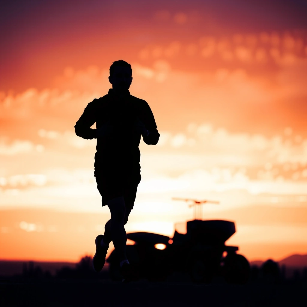 Man jogging at sunrise, symbolizing energy